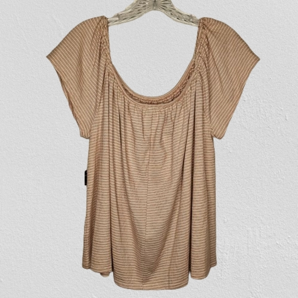 a.n.a. Women's Striped Convertible Cream Burnt Orange Flutter Sleeve Top XXL - Picture 4 of 8